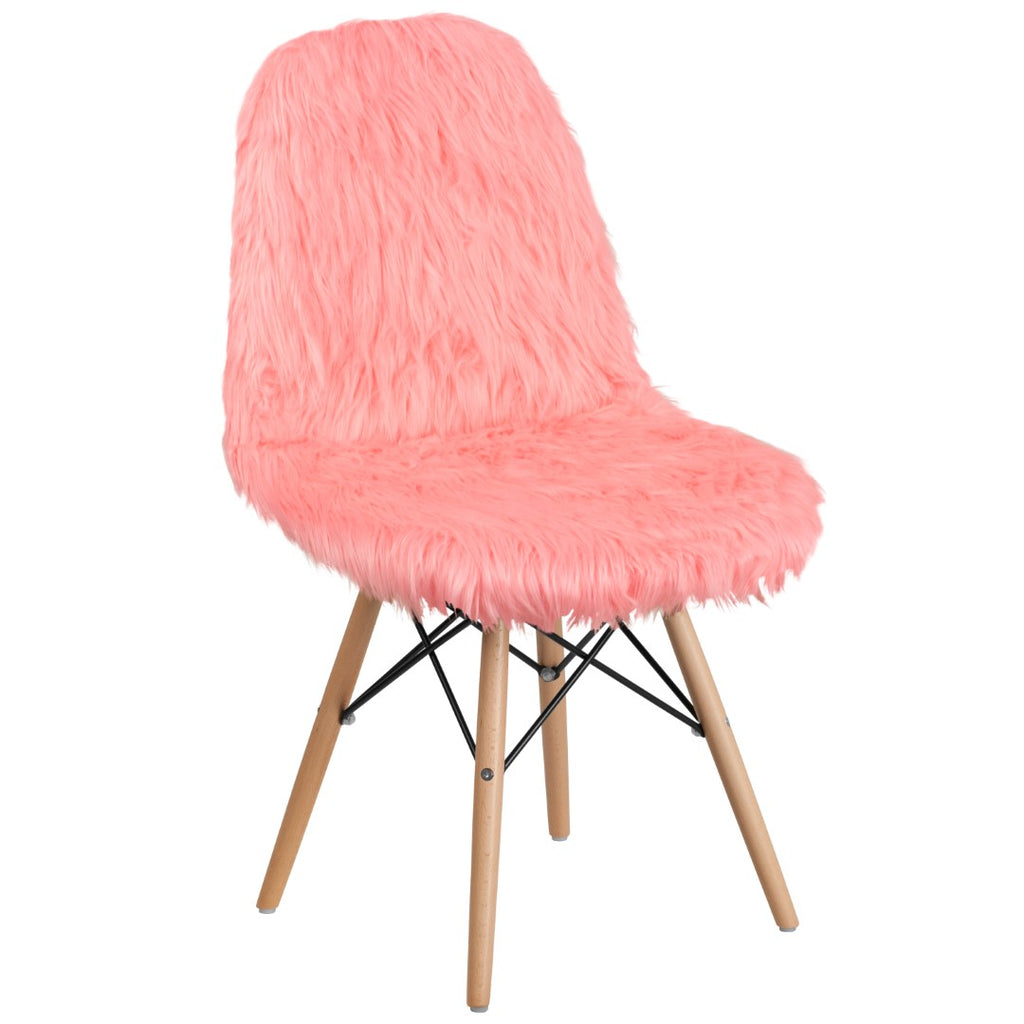 English Elm EE1759 Contemporary Commercial Grade Furry Chair Hermosa Pink EEV-13400