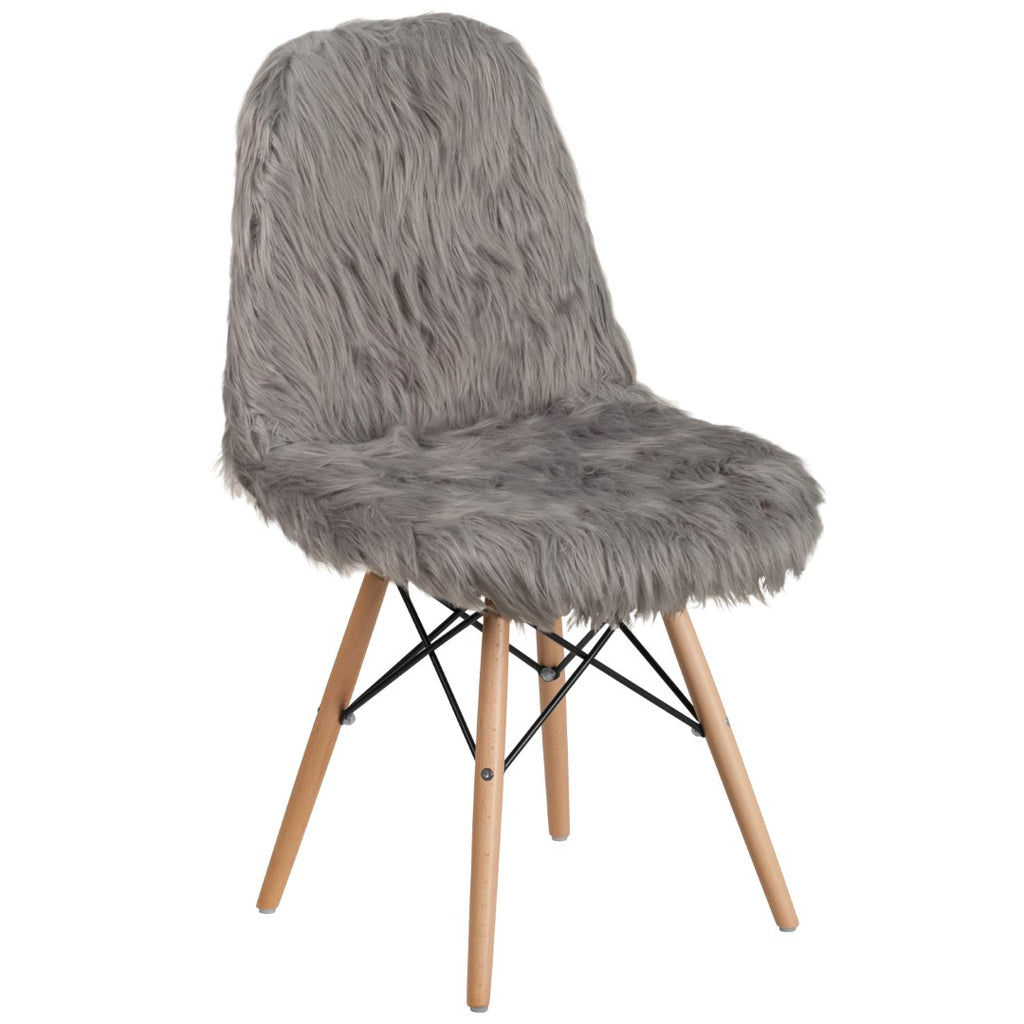 English Elm EE1759 Contemporary Commercial Grade Furry Chair Charcoal Gray EEV-13402