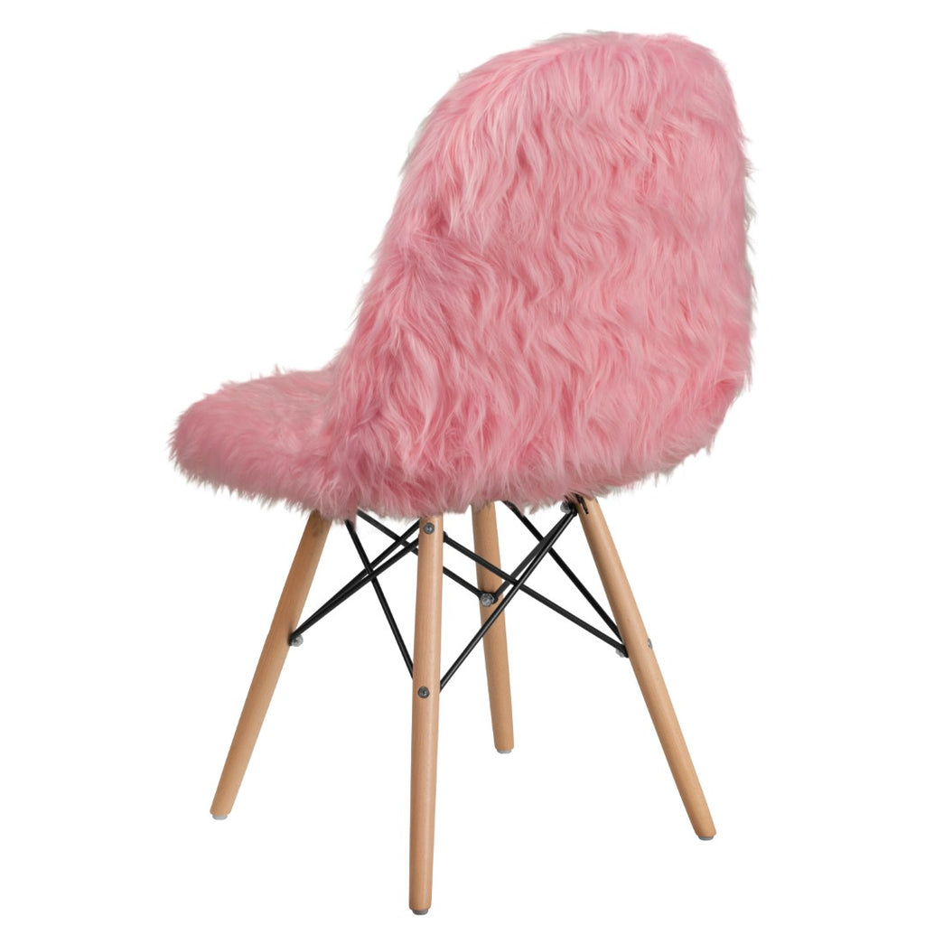 English Elm EE1759 Contemporary Commercial Grade Furry Chair Light Pink EEV-13404