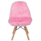 English Elm EE1757 Modern Commercial Grade Kids Furry Chair Light Pink EEV-13395