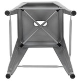 English Elm EE1070 Industrial Commercial Grade Metal Counter Height Stool - Set of 4 Silver EEV-10783
