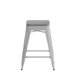 English Elm EE1071 Industrial Commercial Grade Metal Counter Height Stool - Set of 4 Silver/Gray EEV-10787