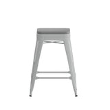 English Elm EE1071 Industrial Commercial Grade Metal Counter Height Stool - Set of 4 Silver/Gray EEV-10787