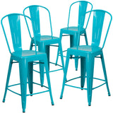 EE1791 Contemporary Commercial Grade Metal Colorful Restaurant Counter Stool [Single Unit]