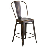 English Elm EE1789 Contemporary Commercial Grade Metal Colorful Restaurant Counter Stool Copper EEV-13517