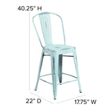 English Elm EE1789 Contemporary Commercial Grade Metal Colorful Restaurant Counter Stool Green-Blue EEV-13518