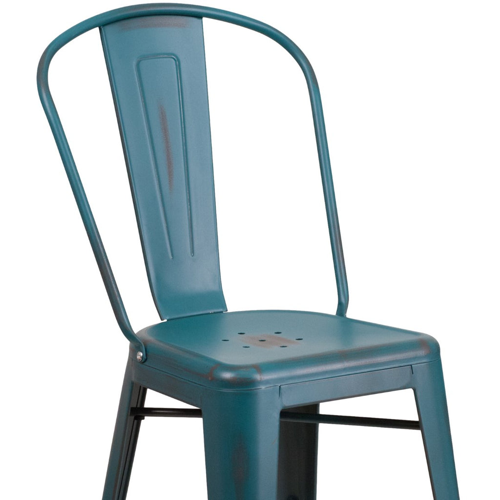 English Elm EE1789 Contemporary Commercial Grade Metal Colorful Restaurant Counter Stool Kelly Blue-Teal EEV-13520