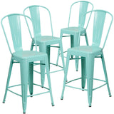 English Elm EE1791 Contemporary Commercial Grade Metal Colorful Restaurant Counter Stool Mint Green EEV-13539