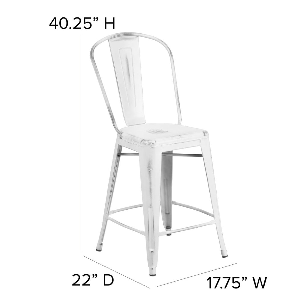 English Elm EE1789 Contemporary Commercial Grade Metal Colorful Restaurant Counter Stool White EEV-13524
