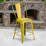 English Elm EE1789 Contemporary Commercial Grade Metal Colorful Restaurant Counter Stool Yellow EEV-13525