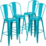 English Elm EE1795 Contemporary Commercial Grade Metal Colorful Restaurant Barstool Crystal Teal-Blue EEV-13569