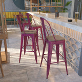 English Elm EE1796 Contemporary Commercial Grade Metal/Wood Colorful Restaurant Barstool Purple EEV-13576