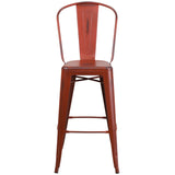 English Elm EE1793 Contemporary Commercial Grade Metal Colorful Restaurant Barstool Kelly Red EEV-13553