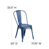 English Elm EE1788 Contemporary Commercial Grade Metal Colorful Restaurant Chair Antique Blue EEV-13504