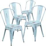 English Elm EE1788 Contemporary Commercial Grade Metal Colorful Restaurant Chair Green-Blue EEV-13507