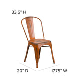 English Elm EE1788 Contemporary Commercial Grade Metal Colorful Restaurant Chair Orange EEV-13510
