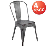English Elm EE1788 Contemporary Commercial Grade Metal Colorful Restaurant Chair Silver Gray EEV-13512