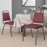 English Elm EE1819 Traditional Commercial Grade Banquet Stack Chair Burgundy Vinyl/Silver Vein Frame EEV-13729