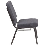 English Elm EE1824 Classic Commercial Grade 18.5" Church Chair Dark Gray Fabric/Silver Vein Frame EEV-13790