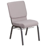 English Elm EE1824 Classic Commercial Grade 18.5" Church Chair Gray Dot Fabric/Silver Vein Frame EEV-13791