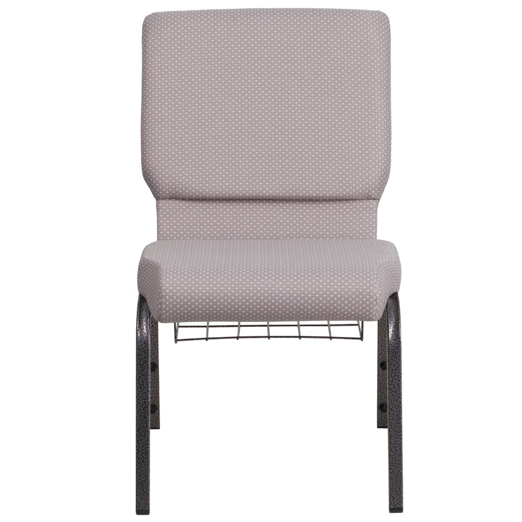 English Elm EE1824 Classic Commercial Grade 18.5" Church Chair Gray Dot Fabric/Silver Vein Frame EEV-13791