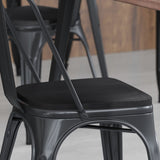 English Elm EE1077 Modern Commercial Grade Colorful Metal Poly Resin Wood Seat - Set of 4 Black EEV-10809