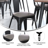 English Elm EE1077 Modern Commercial Grade Colorful Metal Poly Resin Wood Seat - Set of 4 Gray EEV-10811