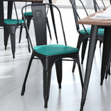 English Elm EE1077 Modern Commercial Grade Colorful Metal Poly Resin Wood Seat - Set of 4 Mint EEV-10812