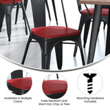 English Elm EE1077 Modern Commercial Grade Colorful Metal Poly Resin Wood Seat - Set of 4 Red EEV-10813