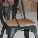 English Elm EE1077 Modern Commercial Grade Colorful Metal Poly Resin Wood Seat - Set of 4 Teak EEV-10814