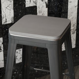 English Elm EE1078 Modern Commercial Grade Colorful Metal Poly Resin Wood Seat Gray EEV-10817