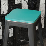English Elm EE1078 Modern Commercial Grade Colorful Metal Poly Resin Wood Seat Mint EEV-10818