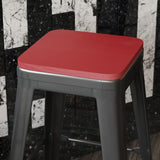 English Elm EE1078 Modern Commercial Grade Colorful Metal Poly Resin Wood Seat Red EEV-10819