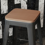 English Elm EE1078 Modern Commercial Grade Colorful Metal Poly Resin Wood Seat Teak EEV-10820