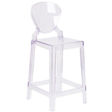 English Elm EE2331 Contemporary Commercial Grade Ghost Counter Stool Transparent Crystal EEV-15664