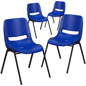 English Elm EE2429 Classic Commercial Grade Plastic Stack Chair Navy Plastic/Black Frame EEV-15895