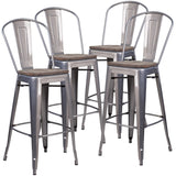 EE1239 Contemporary Commercial Grade Metal/Wood Colorful Restaurant Barstool [Single Unit]
