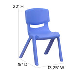 English Elm EE1084 Modern Commercial Grade Plastic Stack Chair - Set of 4 Blue EEV-10832