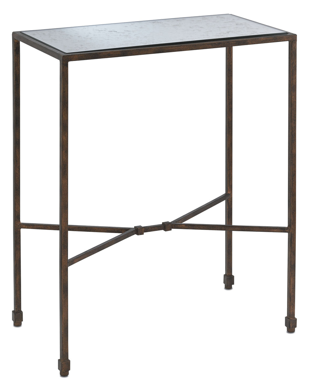 Rodan Accent Table - Elegant Wrought Iron Frame with Antique Mirror Top, Stylish and Functional Design