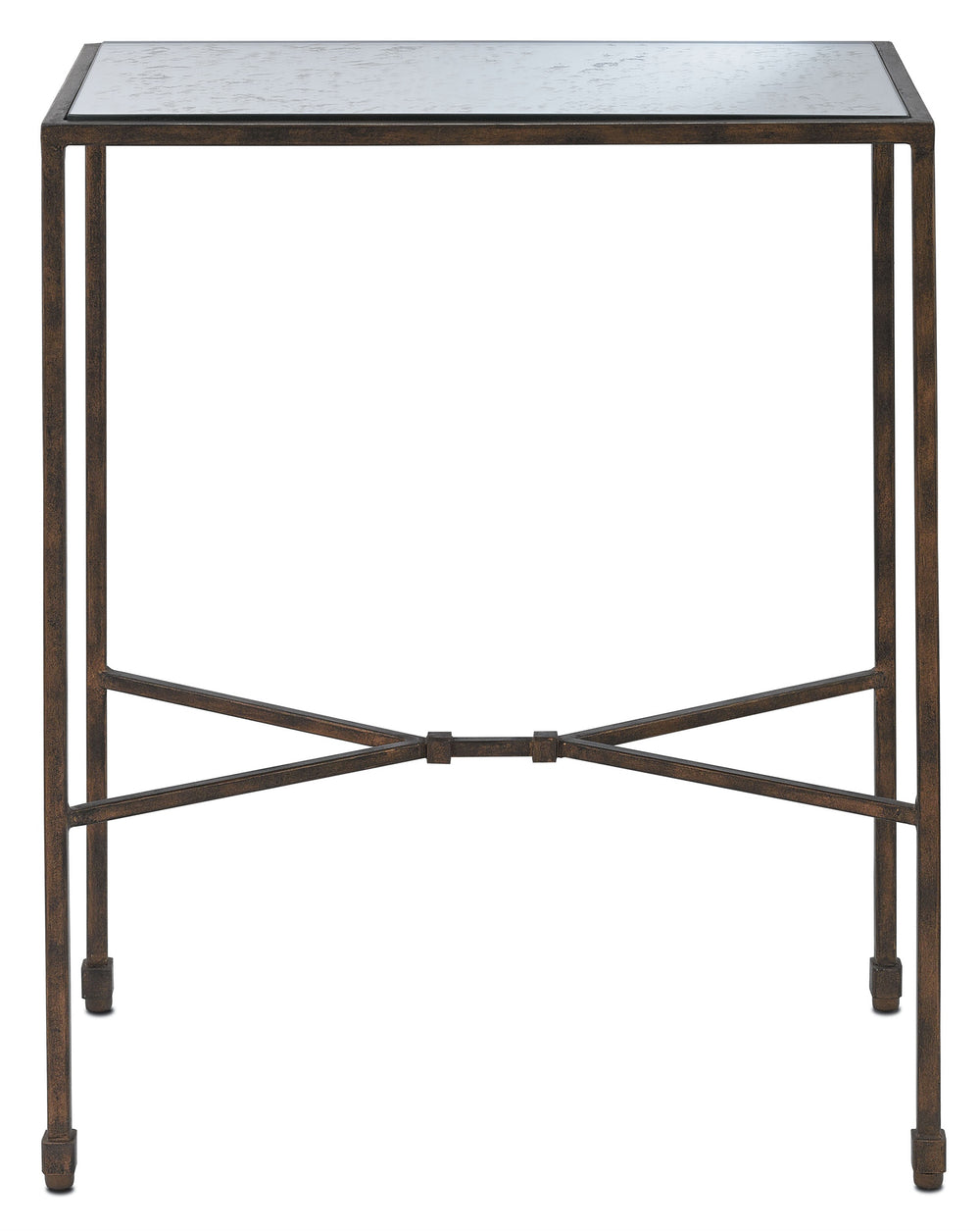 Rodan Accent Table - Elegant Wrought Iron Frame with Antique Mirror Top, Stylish and Functional Design