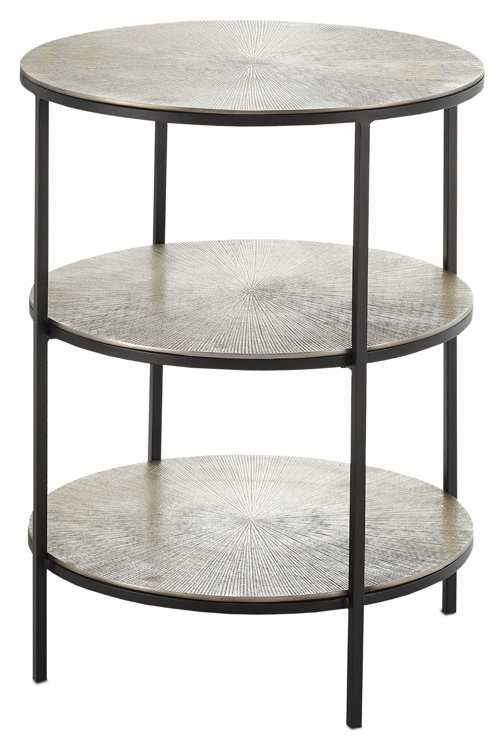 Cane Multi-Level Accent Table - Stylish Black Iron Frame with Pewter Top & Rubber Feet for Stability