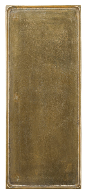 Boyles Brass Side Table - Stylish Accent with Black Iron Base and Antique Brass Tray Top, 22" Height