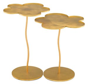 Fleur Large Accent Table in Luxurious Gold Leaf Finish - Chic Iron Design with Felt Bottom Protection