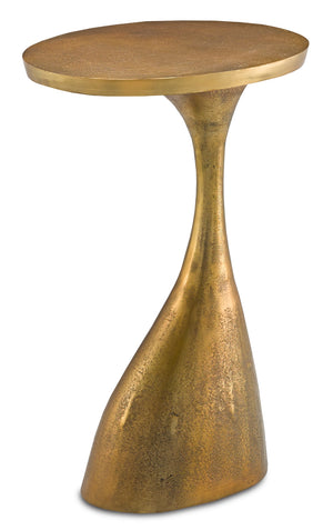 Ishaan Elegant Antique Brass Accent Table with Unique Pedestal Design – Perfect for Any Space