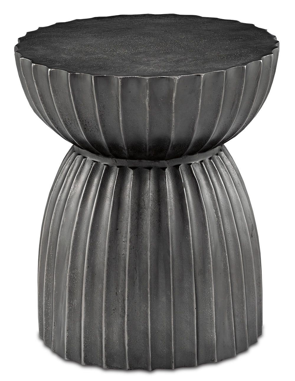 Rasi Graphite Table/Stool - Stylish Cast Aluminum Accent for Indoor Spaces with Ethnic Charm