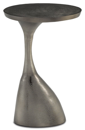 Ishaan Black Accent Table - Stylish Cast Aluminum Design with Unique Organic Shape & Foam Bottom