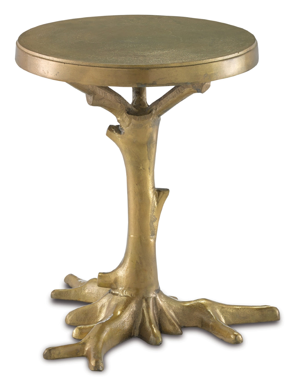 Jada Accent Table - Gold-Finished Cast Aluminum, Whimsical Faux Bois Design for Unique Home Decor