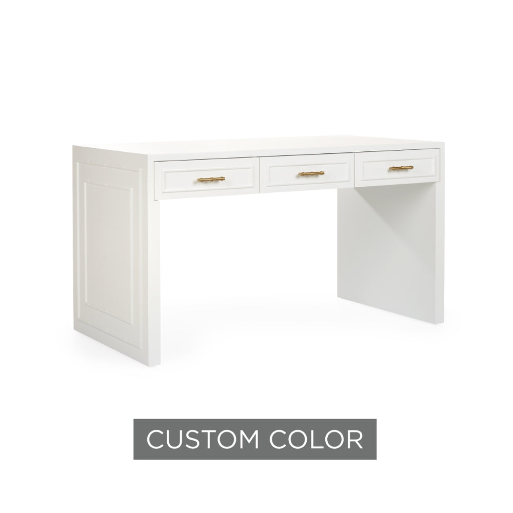 Bamboo Writing Desk - Customizable Acacia Wood Desk with Elegant Design & Brass Pulls for Home Office