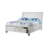 Selena Cottage Sleigh Bed with Footboard Storage Buttermilk