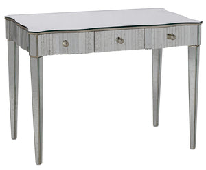 Gilda Vanity Table - Hollywood Glamour with Mottled Mirror, Soft Close Drawers & Adjustable Glides